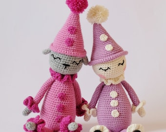 Crochet Amigurumi Pierrot Clown Puppy/Doll PATTERN ONLY PDF Instant Download Childrens Gift Stuffed Doll Toy