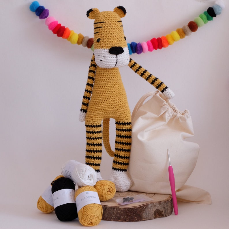 Crochet kit Amigurumi Tiger DIY Stuffed Animal Toy Kit | Etsy