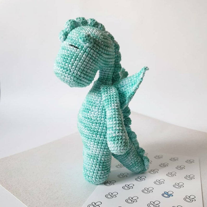 Crochet Amigurumi Button the Dragon Stuffed Animal PDF PATTERN ONLY Toy image 8