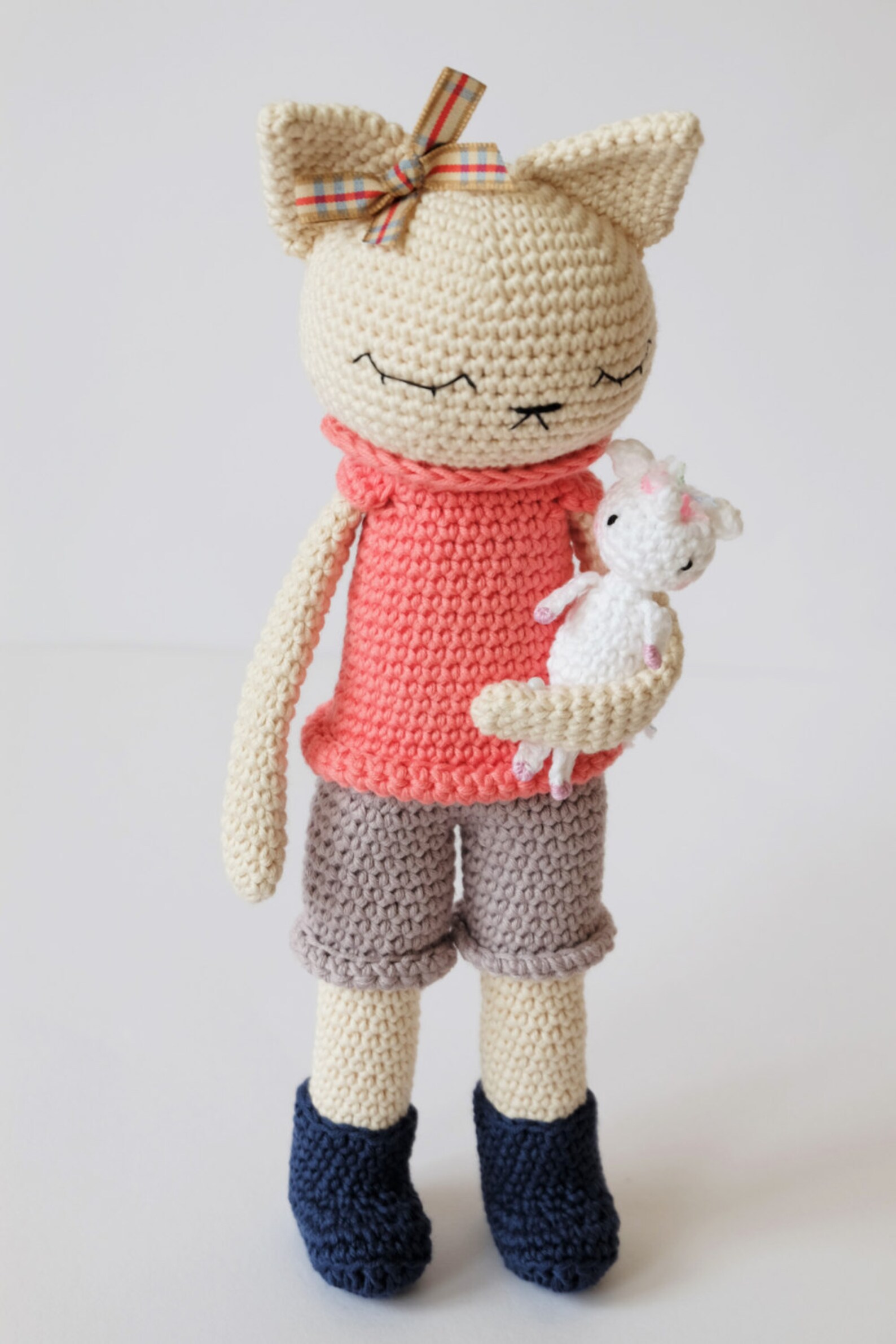 Crochet Amigurumi Cat Stuffed Toy Ready To Ship Plush Animal Etsy