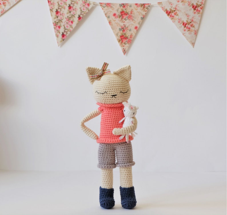 Crochet Amigurumi Cat Stuffed Toy Ready To Ship Plush Animal Etsy