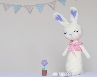 Crochet Amigurumi Sleepy Bunny PATTERN ONLY PDF Rabbit Stuffed Toy Doll Childrens Gift