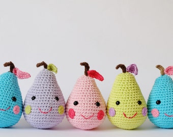 Crochet Amigurumi Happy Pears PATTERN ONLY PDF instant Download Stuffed Toy Gift Children Pear Toy