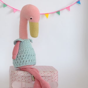 Crochet Amigurumi Flamingo PATTERN ONLY PDF download Stuffed Toy Bird image 4