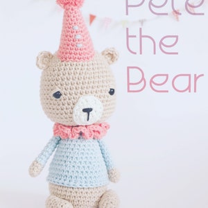 Crochet Amigurumi Pete the Bear Stuffed Animal PATTERN ONLY PDF Download Toy image 2