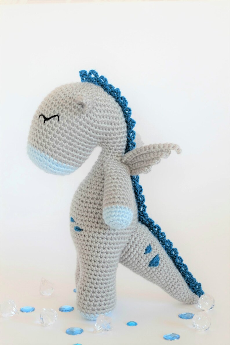 Crochet Amigurumi Button the Dragon Stuffed Animal PDF PATTERN ONLY Toy image 4