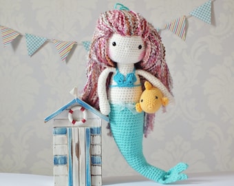 Crochet Amigurumi Mermaid PATTERN ONLY PDF Instant Download Mermaid Doll Cute Childrens Gift Includes Fish Pattern