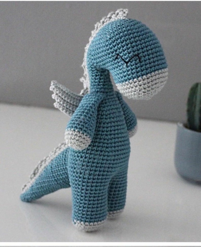 Crochet Amigurumi Button the Dragon Stuffed Animal PDF PATTERN ONLY Toy image 1