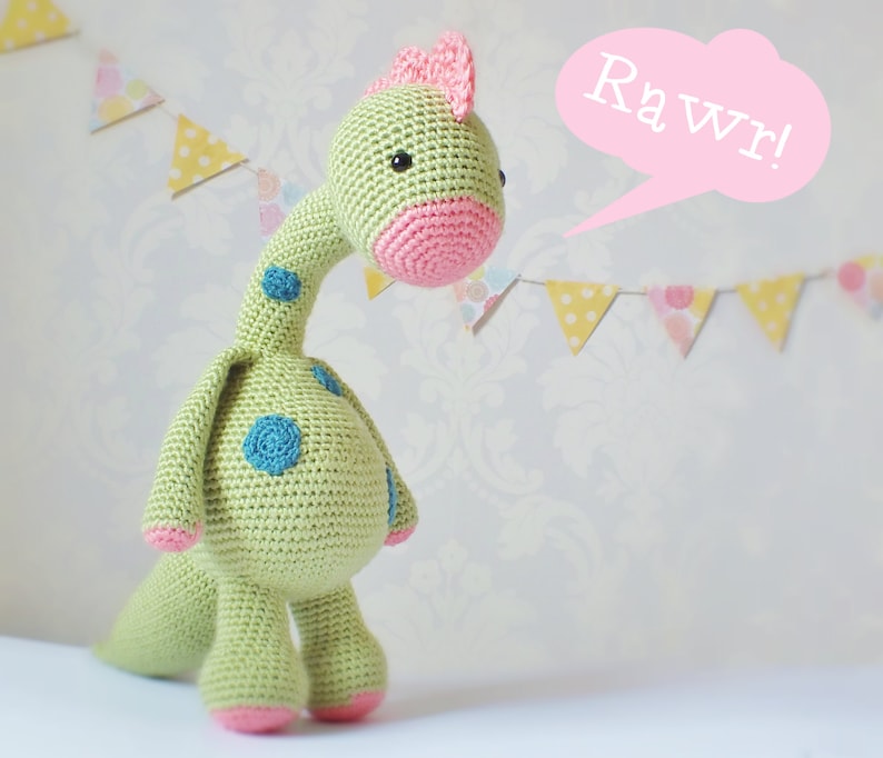 Crochet Dragon and Dinosaur Amigurumi PATTERN ONLY PDF Instant Download Cute Childrens Gift Toy Stuffed Animal image 2