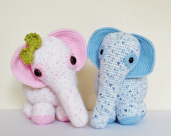 Patrón de elefante de crochet, peluche amigurumi (patrón PDF)