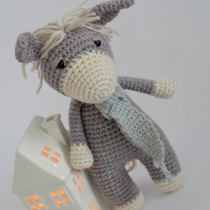 Crochet Amigurumi Donkey Stuffed Animal Plush Toy Ready to Ship