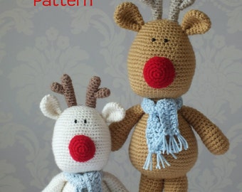 Crochet Reindeer Rudolf Amigurumi PATTERN ONLY PDF  Easy Christmas Crochet Pattern Stuffed Animal Toy