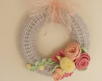 Easter Spring Crochet Wreath Pattern PDF Download Flowers