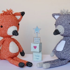 Szydełkowy Amigurumi Lis i Wilk WZÓR TYLKO PDF Natychmiastowe pobranie Pluszowa zabawka DIY Uroczy prezent dla dzieci