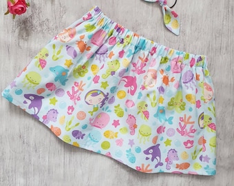 Pastel mermaid skirt - toddler mermaid clothing - jellyfish skirt