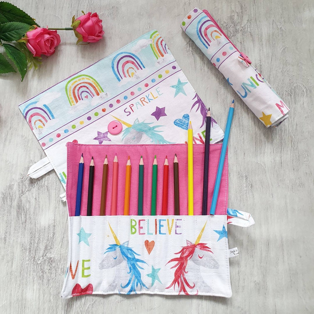 Fruit Scented Markers Set with Unicorn Pencil Case, Color Pencils