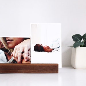 Walnut Wood Photo Stand, Place Card Holder, Wood Print Stand, Office Organization, Desk Accessory, Vendor Booth Display, Business Sign