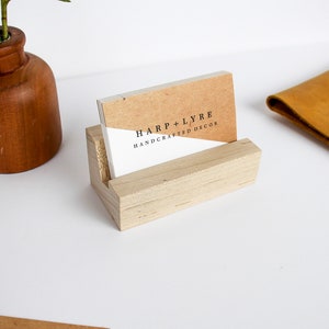 Natural Wood Business Card Holder - Business Cards - Wooden Recipe Card Holder - Wooden Phone Stand - Desk Accessory - Gift for the Office