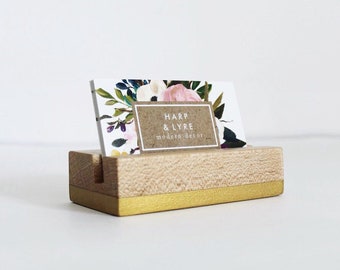 Painted Wood Business Card Holder - Business Cards - Wooden Recipe Card Holder - Office Organization - Desk Accessory
