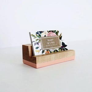 Hand Painted Wood Business Card Holder - Business Cards - Marketing Material Display - Office Organization - Desk Accessory - Vendor Booth