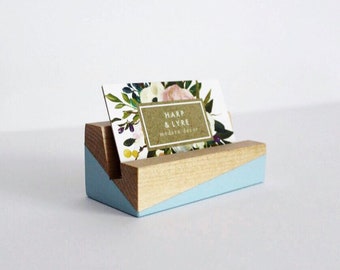 Painted Wood Business Card Holder - Business Cards - Wooden Recipe Card Holder - Office Organization - Desk Accessory - Photo Display