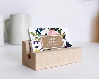 Wood Business Card Holder - Business Cards - Wooden Recipe Card Holder - Office Organization - Desk Accessory - Photo Print Display