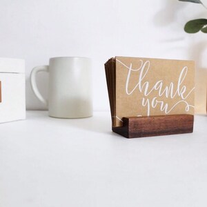 Walnut Wood Stationary Display - Business Card Holder - Wooden Recipe Card Stand - Desk Accessory - Photo Display