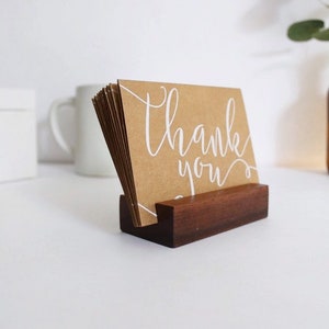 Walnut Wood Business Card Holder - Business Cards - Wooden Recipe Card Holder - Desk Accessory - Photo Display