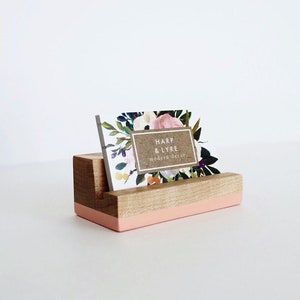 Hand Painted Wood Business Card Holder - Business Cards - Wooden Recipe Card Holder - Office Organization - Desk Accessory - Photo Display