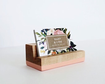 Painted Wood Business Card Holder - Business Cards - Wooden Recipe Card Holder - Office Organization - Desk Accessory - Photo Display