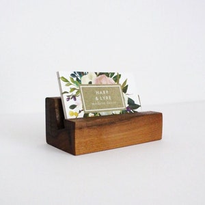 Walnut Wood Business Card Holder - Business Cards - Wooden Recipe Card Holder - Office Organization - Desk Accessory - Photo Display
