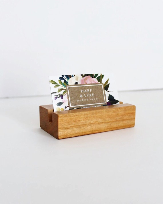 Cherry Wood Business Card Holder Business Cards Wooden Etsy