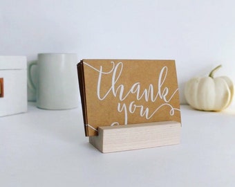 Wood Stationary Print Stand - Business Card Holder - Wooden Recipe Display- Office Organization - Desk Accessory - Photo Thank You Cards