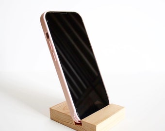 Wood iPhone Holder, Simple Cell Phone Holder, Wooden Cell Phone Stand, Office Organization, Desk Accessory, iPhone Docking Station,Tech Gift