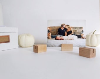 Wood Photo Stands - Place Card Holder - Wood Print Photo Stands - Office Organization - Desk Accessory - Instax Photo Display