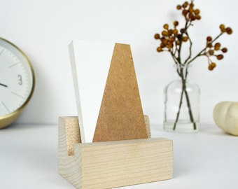 Natural Wood Business Card Holder - Business Cards - Vertical Business Card Holder - Office Organization - Square Business Card Holder