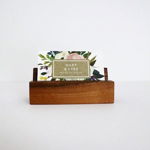 Walnut Wood Business Card Holder - Business Cards - Wooden Recipe Card Holder - Office Organization - Desk Accessory - Photo Display