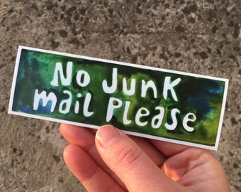 No Junk Mail Please - Weatherproof Vinyl Sticker - Designed and Printed in Melbourne