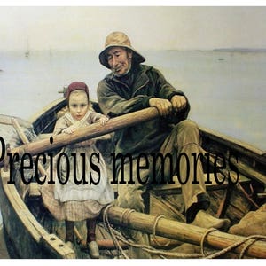 Helping Hand, 1881, Emile Renouf, Fisherman, Boating, Old fisherman,  canvas art, antique art print, 11x14&quot; Cotton Canvas Print