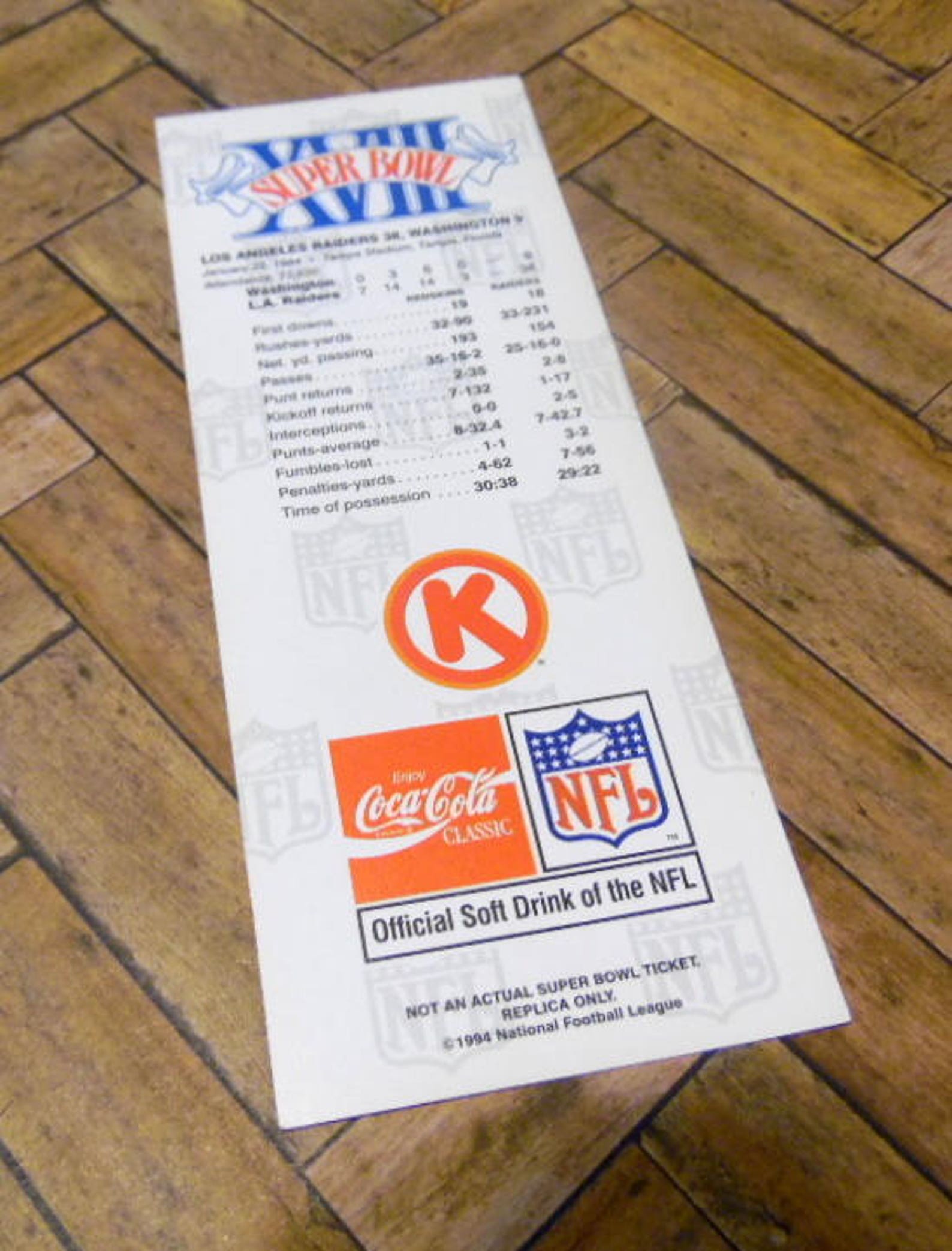 SUPER BOWL XXIII 1984 Replica Ticket Washington Vs. Oakland Etsy