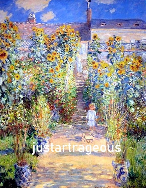 Monet, The Artist's Garden at Vétheuil Framed Print