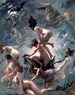 Witches Going to their Sabbath, 1878, Luis Ricardo Falero, Nudes, Goat, Skeleton, gothic art, nude females, 11x14' Cotton Canvas Print 