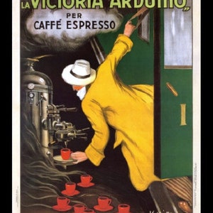 Caffe Espresso, Victoria Arduino, 1922, Art Deco era Coffee Ad, by Leonetto Cappiello cafe decor coffee shop decor, 8x10" premium poster