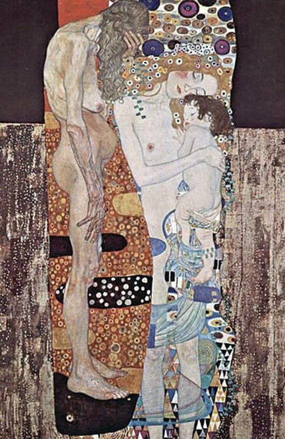 グスタフ・クリムト作「女性の三つの年齢」1905年 8x8インチ
