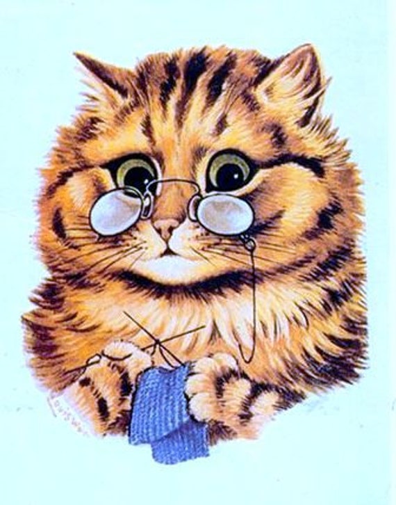 Louis Wain Early 1900 Victorian Cat Art Long Hair Orange 