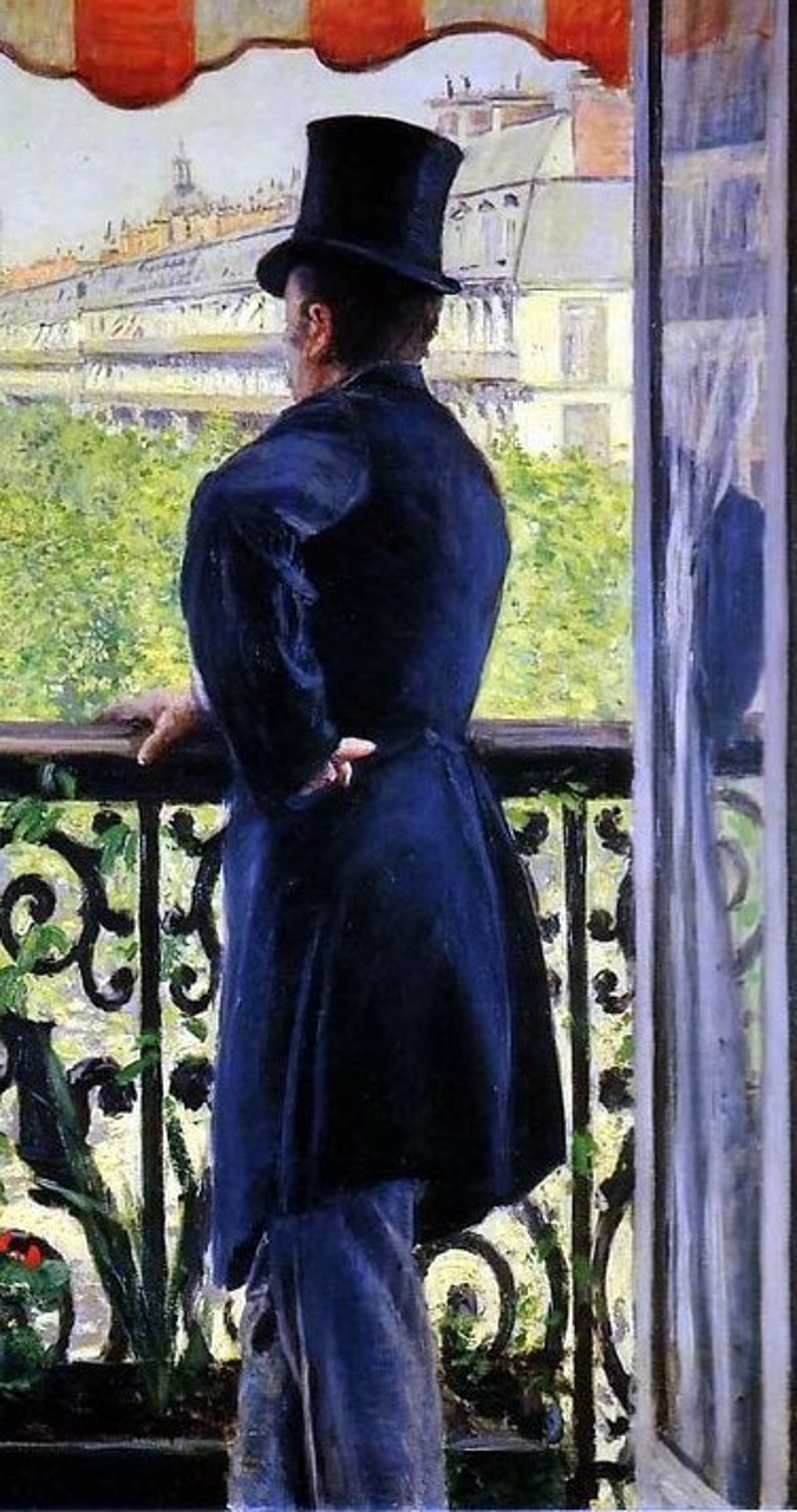 Gustave Caillebotte Man on a Balcony 1880 antique french