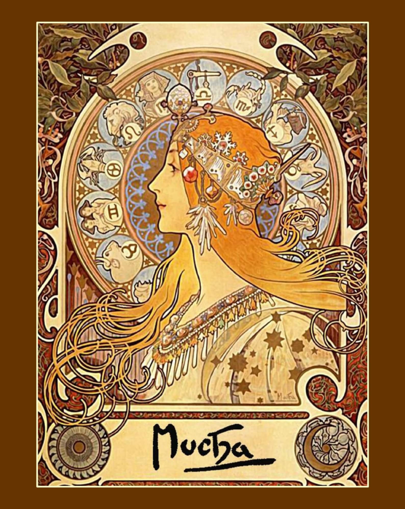 Alphonse MuchaZodiac calendar 1896 art nouveau antique art Etsy