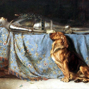 Briton Riviere Requiescat 1888 Dog Mourning Master Death Etsy