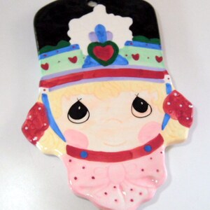 1995 Precious Moments Girl Nutcracker Trivet,  collector plate,  Enesco, Hand painted porcelain, 4.5 x 7&quot;. Christmas gift, Christmas dining