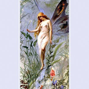 Falero,  Luis Ricardo&#39;s 1888 Lily Fairy, fairy art, fantasy art, antique art print, 11x14&quot; canvas art print, fine art prints,